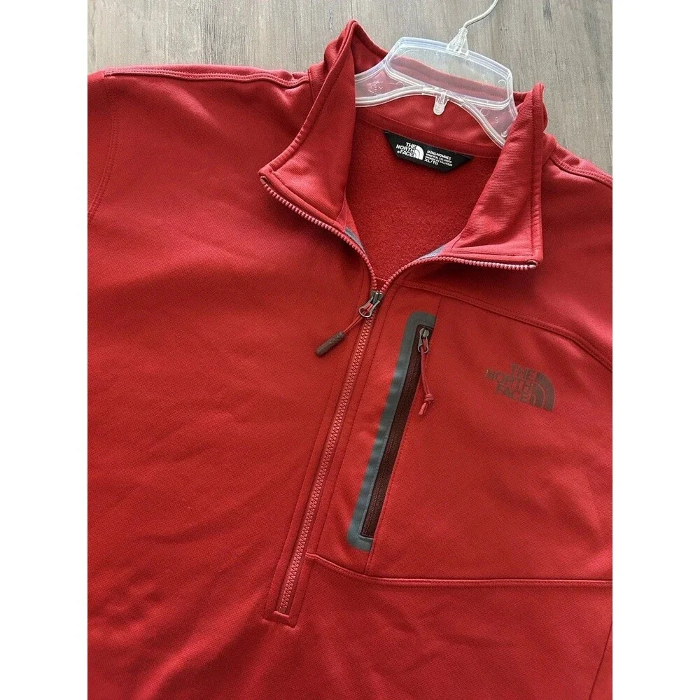 The North Face Men's pullover jacket red half zip up with pocket size XL